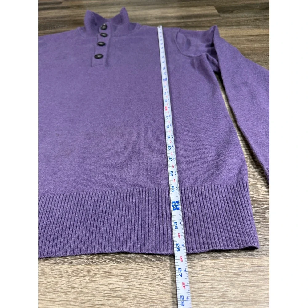 Banana Republic Sweater Mens L Orchid Purple Cotton Cashmere Mock‎ Neck Button